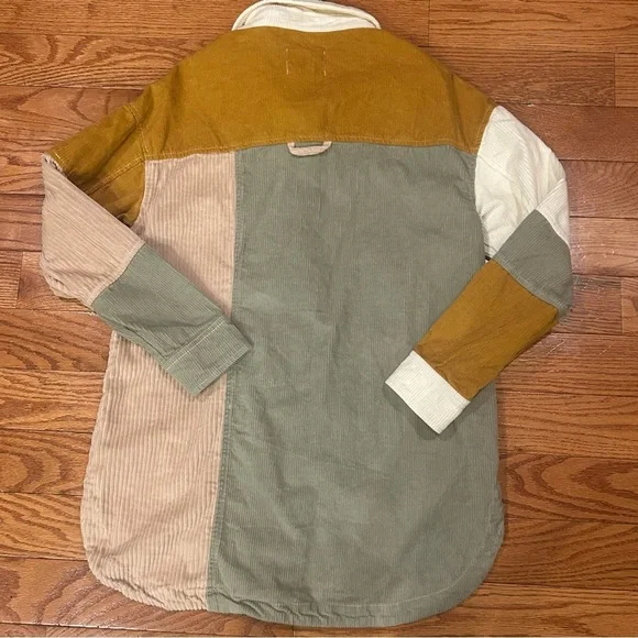 NWT Urban Outfitters Corduroy Patchwork Shacket Unisex Button Up Jacket Boho - Picture 2 of 13